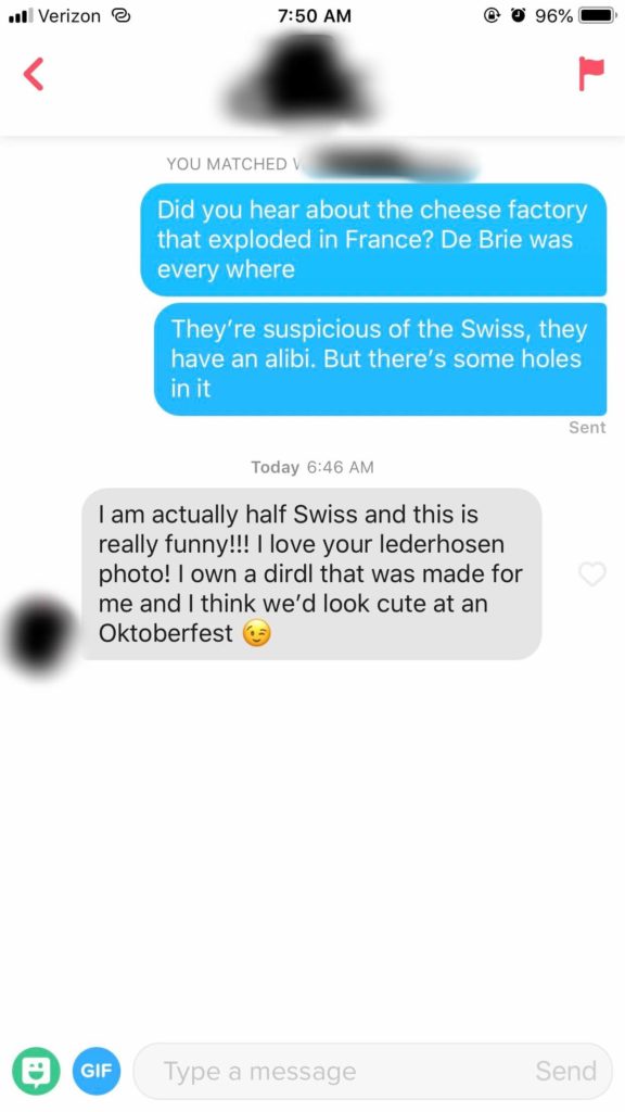 cheesy tinder opener