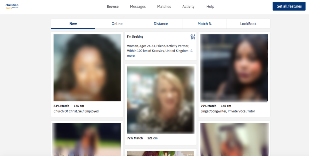 christian mingle interface design