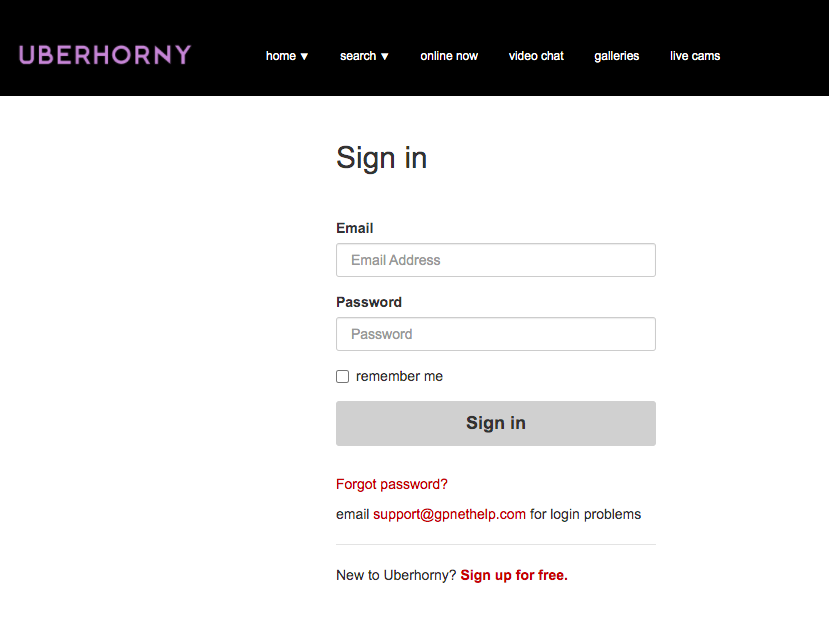 uberhorny signup