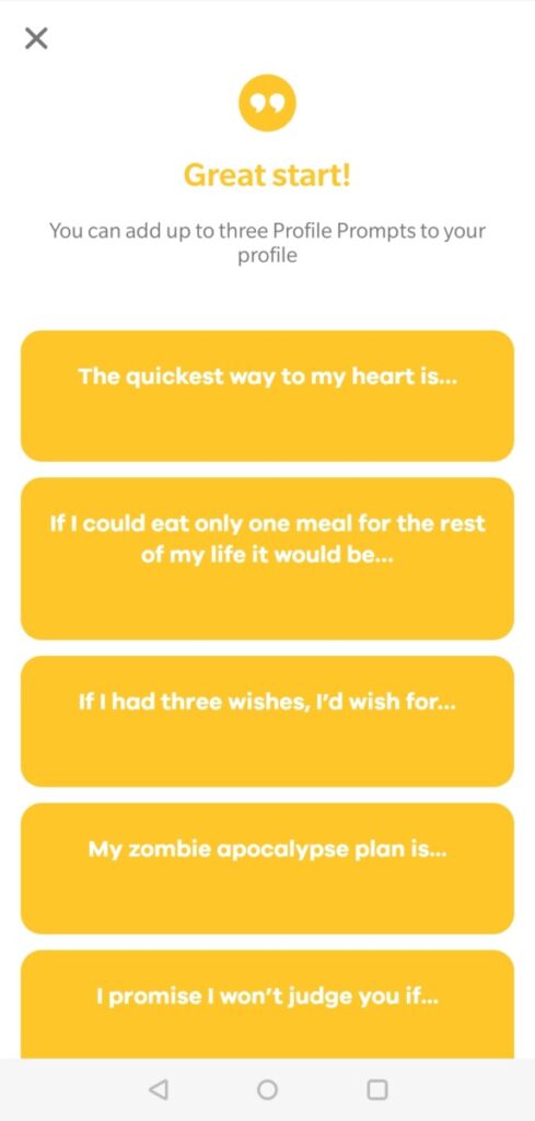 bumble prompts