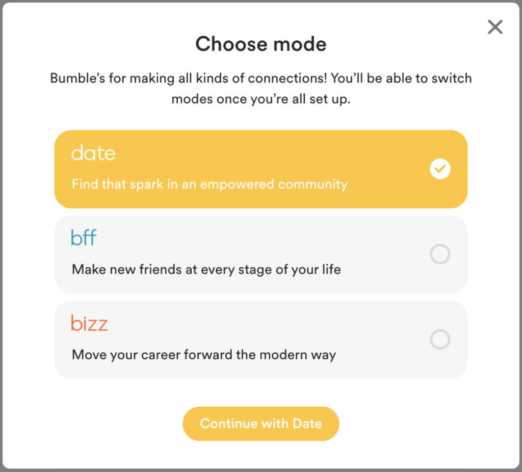 bumble modes