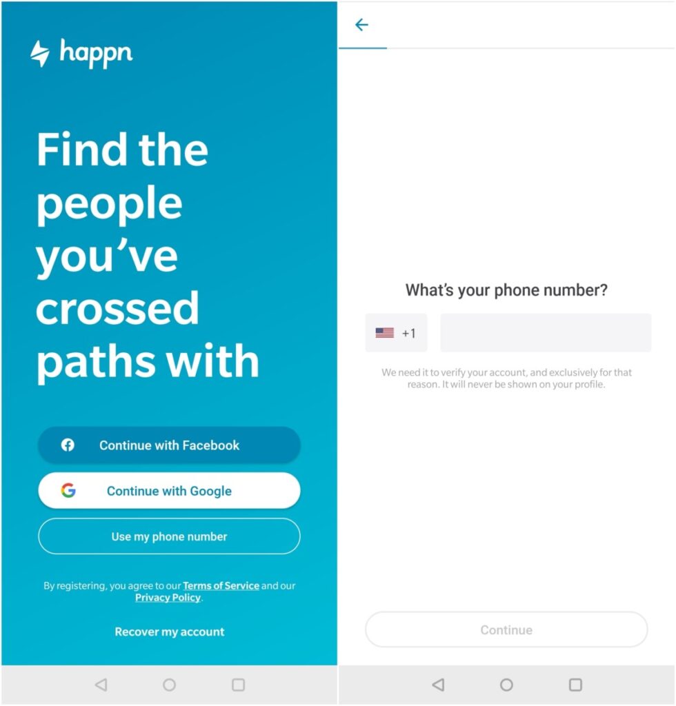 happn signup process